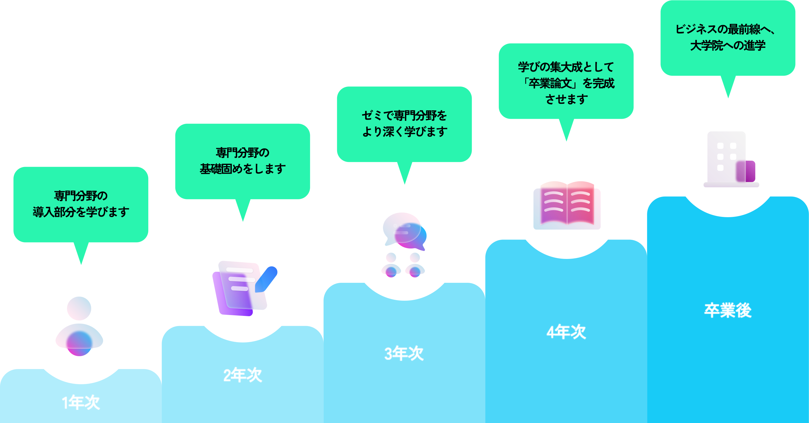 １年次から卒業後までのイメージ
