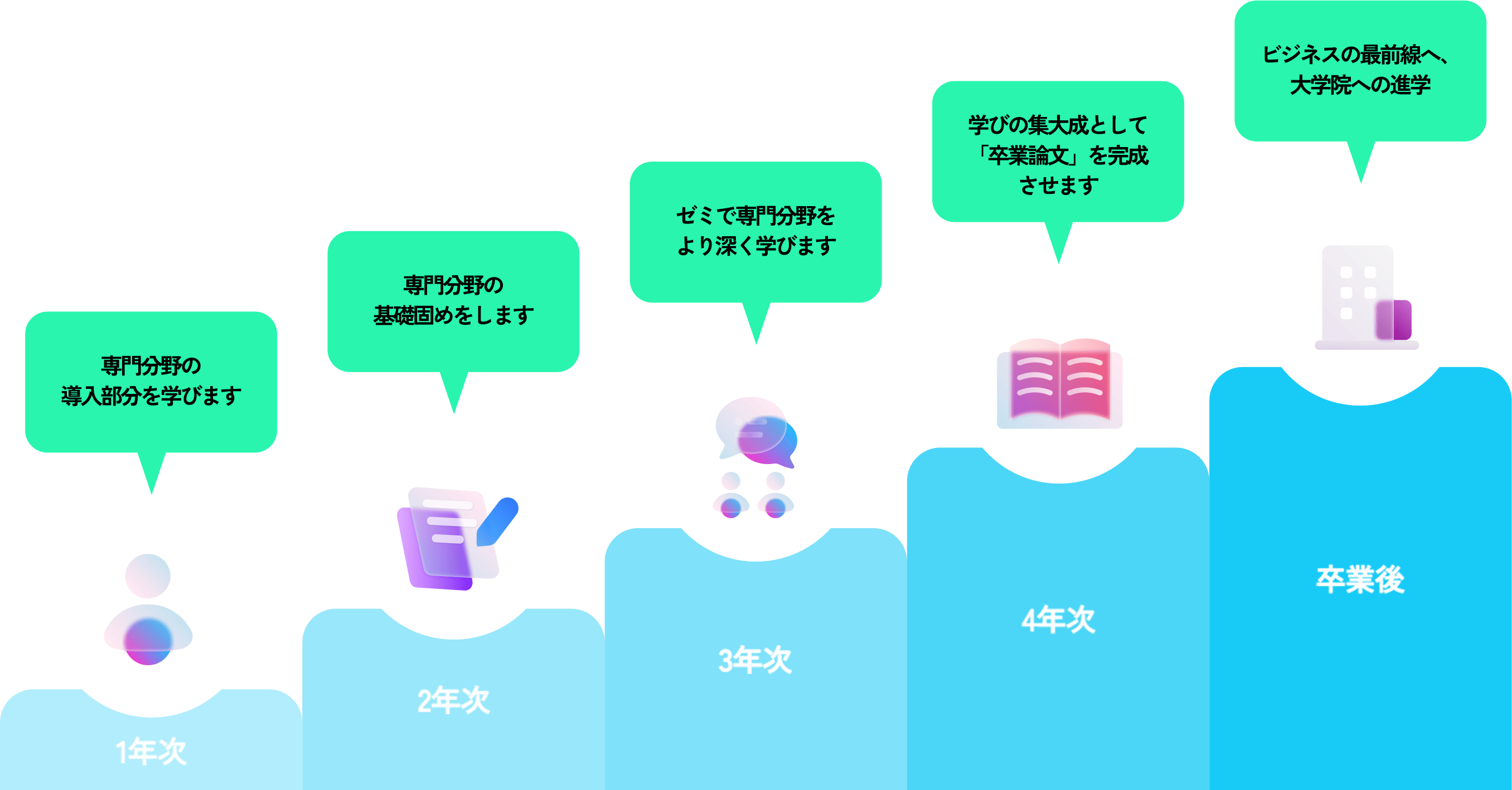 １年次から卒業後までのイメージ