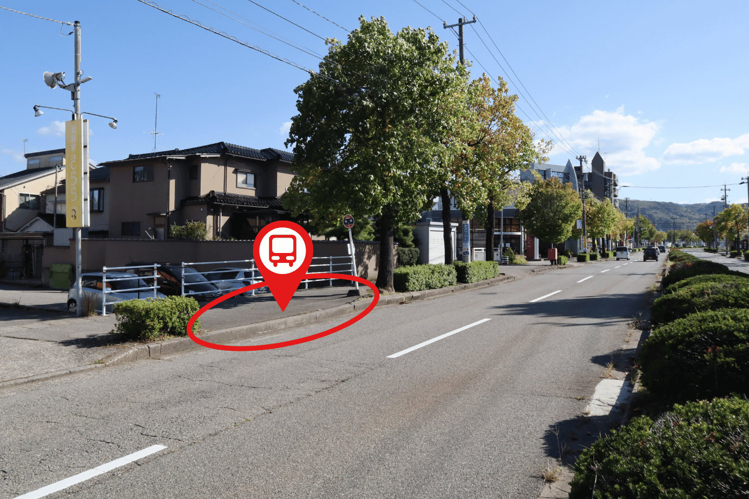 寺地バス停:バス停周辺からのご利用者、辰口・三馬・四十万方面から乗り換えのご利用者